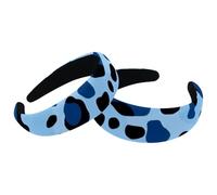 RODAILYCAY Cerchietti per capelli da donna e donna, motivo leopardato blu, antiscivolo, per trucco, fascia larga per capelli, per doccia, set da 2