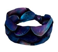 RODAILYCAY Cerchietti per capelli da donna, fascia elastica larga con motivo squame di sirena, fascia per capelli annodata, fascia vintage per uso quotidiano, yoga, allenamento