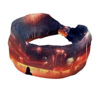 RODAILYCAY Cerchietti per capelli da donna, motivo fuochi d'artificio per il giorno dell'indipendenza, turbante intrecciato con nodo, fasce per capelli antiscivolo, fascia elastica larga, accessori