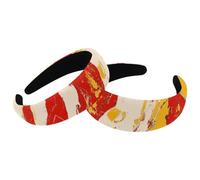 RODAILYCAY Cerchietti per capelli imbottiti, gialli, rossi e bianchi, con texture marmorizzata, alla moda, spessi, larghi, per donne e ragazze, cerchietti per capelli in velluto, accessori per