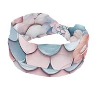 RODAILYCAY Cerchietti per capelli per donne e ragazze, fascia antiscivolo per trucco, motivo squame di sirena con fiore ampio, turbante per capelli annodato