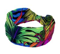 RODAILYCAY Cerchietti per capelli per donne e ragazze, fascia per capelli alla moda, con foglie di palma tropicali della giungla tropicale, fascia per capelli intrecciata, fascia larga per capelli