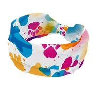 RODAILYCAY Cerchietto a turbante con stampa di zampe di cane da donna, morbide fasce per capelli larghe, fascia incrociata con nodo intrecciato, fascia elastica, accessori per capelli alla moda
