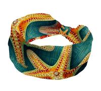 RODAILYCAY Cerchietto a turbante da donna, a forma di stella marina, morbido, largo, elastico, alla moda, con nodo intrecciato, accessorio per capelli