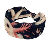 RODAILYCAY Cerchietto a turbante da donna, con simpatici animali Axolotl, motivo corallo, morbido, largo, con nodo intrecciato, elastico, accessori per capelli alla moda
