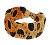 RODAILYCAY Cerchietto elastico giallo leopardato da donna, turbante intrecciato con nodo, per yoga, allenamento, sport, fascia larga per capelli per ragazze e donne