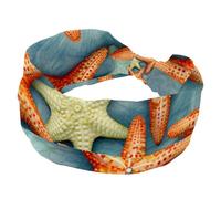 RODAILYCAY Cerchietto per capelli a forma di stella marina per ragazze e donne con croce attorcigliata larga morbida turbante fascia elastica per yoga allenamento copricapo