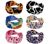 RODAILYCAY Cerchietto per capelli da donna, 6 pezzi, nero, bianco, mucca, morbido, elasticizzato, sportivo, antiscivolo, accessori per capelli annodati