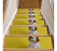 RODAILYCAY Confezione da 15 gradini antiscivolo per gradini in legno, adorabili cuccioli gialli per scale, tappetini per scale da interni, tappetini di sicurezza per anziani e bambini e cani