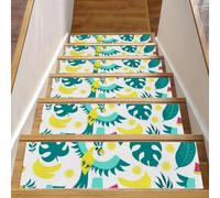 RODAILYCAY Confezione da 15 tappetini antiscivolo per scale, con stampa Hello Summer per gradini in legno, per interni, lavabili in lavatrice, per bambini, anziani e animali domestici