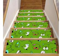 RODAILYCAY Confezione da 15 tappetini per scale, 20,3 x 76,2 cm, per gradini in legno, semplici tappetini antiscivolo per scale con faccia di cane, tappetini per scale per bambini, anziani e cani
