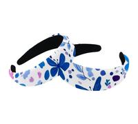 RODAILYCAY Confezione da 2 cerchietti per capelli con motivo floreale e farfalla blu, per donne e ragazze, antiscivolo, per il trucco, per la doccia