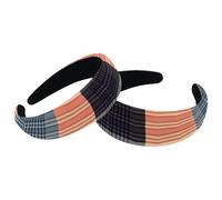 RODAILYCAY Confezione da 2 cerchietti per capelli da donna antiscivolo, per trucco, a quadretti, larghi, per la doccia