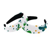RODAILYCAY Confezione da 2 cerchietti per capelli da donna con fiori verdi e farfalle, vintage, spessi, larghi cerchietti imbottiti in velluto per ragazze