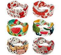 RODAILYCAY Confezione da 6 cerchietti per capelli con testa di gatto e cuore rosso per donne, fasce elastiche per capelli intrecciate, morbide, antiscivolo, per allenamento, yoga, accessori per