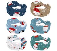 RODAILYCAY Confezione da 6 cerchietti per capelli da donna, elastici, larghi, con pupazzo di neve, alla moda, turbante, yoga, allenamento, fascia per la testa, accessori per capelli