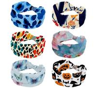 RODAILYCAY Confezione da 6 cerchietti per capelli da donna intrecciati con croce morbida fascia per capelli per sudore fascia per capelli con lettera M sfondo floreale elastico ampio accessorio per