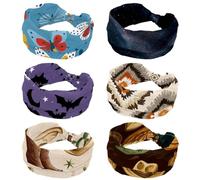 RODAILYCAY Confezione da 6 fasce larghe per capelli da donna, con cielo notturno stellato, elastiche, antiscivolo, con nodo attorcigliato, fasce per il sudore, per yoga e allenamento