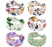 RODAILYCAY Confezione da 6 fasce per capelli da donna, con farfalle colorate e fiori, elastiche, alla moda, turbante, fascia per la testa, per yoga, allenamento, fascia per la testa, accessori per