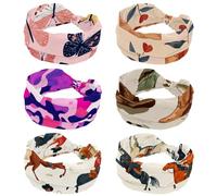 RODAILYCAY Confezione da 6 fasce per capelli da donna, con motivo a cuore e lettere d'amore, alla moda, elastiche, larghe, antiscivolo, per allenamento sportivo