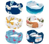 RODAILYCAY Confezione da 6 fasce per capelli da donna, morbide, elastiche, antiscivolo, sportive, accessori per capelli, estivi, sabbia, spiaggia, cielo blu con nuvole, annodate