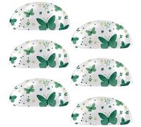 RODAILYCAY Confezione da 6 maniglie per cassetti della cucina, motivo floreale verde con farfalla e fiori, con doppi fori, pomelli per cassetti per armadio, armadio, armadio