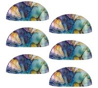 RODAILYCAY Confezione da 6 maniglie semicircolari per cassetti della cucina, maniglie e pomelli per cassetti con texture marmorizzata colorata, maniglia a doppio foro per cassetti, armadi, armadietti