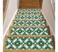 RODAILYCAY Creative Green Boho Geometriche - 15 tappetini per scale, 20,3 x 76,2 cm, per gradini in legno per interni, antiscivolo, con retro in TPE