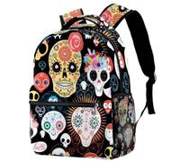 RODAILYCAY Day of the Dead Sugar Skull - Zaino per la scuola, impermeabile, casual, per libri e computer portatile, per uomo e donna, Multicolore 8., 29.4x20x40cm/11.5x8x16 in, Casual