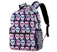RODAILYCAY Day of the Dead Sugar Skull - Zaino per la scuola, impermeabile, casual, per libri e computer portatile, per uomo e donna, Multicolore 4., 29.4x20x40cm/11.5x8x16 in, Casual