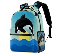 RODAILYCAY Dolphin under Sea - Zaino per la scuola, per bambini, casual, per libri e computer portatili, per uomo e donna, Multicolore 3, 29.4x20x40cm/11.5x8x16 in, Casual