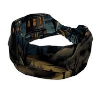 RODAILYCAY Fasce larghe per capelli da donna per Halloween, castello elastico, antiscivolo, con nodo attorcigliato, fasce per il sudore, per yoga e allenamento