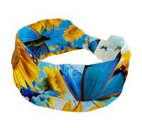 RODAILYCAY Fasce morbide e larghe per capelli, con farfalle volanti e girasoli, turbante da donna, fascia con nodo incrociato, fascia elastica, accessori per capelli alla moda