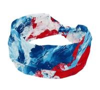 RODAILYCAY Fasce per capelli a turbante da donna, con texture marmorizzata blu, rossa e bianca, morbida e larga, con nodo intrecciato, fascia elastica, accessori per capelli alla moda