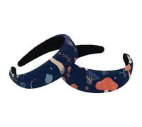 RODAILYCAY Fasce per capelli da donna, 2 pezzi, con parte superiore larga, turbante in velluto, fascia elastica per capelli, graziosa fascia per capelli in stile cartone animato, con funghi e fiori,