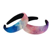 RODAILYCAY Fasce per capelli da donna, 2 pezzi, con parte superiore larga, turbante in velluto, fascia elastica per capelli, affascinante spazio sognante, universo, cielo stellato, carino e alla moda,