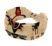 RODAILYCAY Fasce per capelli da donna, alla moda, a turbante, elastiche, larghe, con motivo vintage western selvaggio West antiscivolo per allenamento sportivo