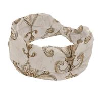 RODAILYCAY Fasce per capelli da donna, alla moda, a turbante, elastiche, larghe fasce per capelli, motivo etnico retrò iride, sfondo beige, antiscivolo, per allenamento sportivo