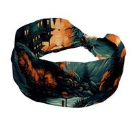 RODAILYCAY Fasce per capelli da donna con castello di Halloween, fascia elastica larga, morbide fasce per capelli da yoga, fascia traspirante per corsa, sport, allenamento, viaggi