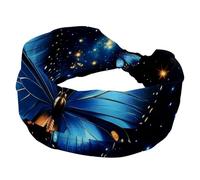 RODAILYCAY Fasce per capelli da donna, con farfalla blu, fasce larghe elasticizzate, alla moda, turbante, fascia per la testa, fascia per il sudore per yoga, accessori per capelli