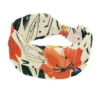 RODAILYCAY Fasce per capelli da donna, morbide fasce per capelli a turbante, fiori rossi astratti con foglie nere alla moda, fasce per capelli larghe e antiscivolo
