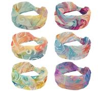 RODAILYCAY Fasce per capelli da donna, motivo astratto che scorre enigmaticamente, confezione da 6 fasce elastiche per capelli, per allenamento, morbida, sportiva, per yoga, palestra, fitness