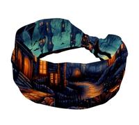 RODAILYCAY Fasce per capelli da donna per allenamento a forma di castello di Halloween, fasce elastiche per capelli, antiscivolo, per yoga, sport, turbante