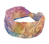 RODAILYCAY Fascia elastica per capelli da donna, motivo acquerello misterioso che scorre a vortice, per yoga, allenamento, sport, fascia per capelli con nodo attorcigliato, fascia larga per capelli