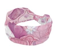 RODAILYCAY Fascia elastica per capelli da donna, motivo squame di sirena con fiore, fascia larga per capelli per yoga, allenamento, sport, turbante con nodo attorcigliato, per ragazze e donne