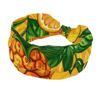 RODAILYCAY Fascia elastica per capelli da donna, per yoga, allenamento, sport, sport, giallo limone, ananas, nodo intrecciato, fascia larga per capelli per ragazze e donne