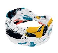 RODAILYCAY Fascia larga da donna, colorata, con auto da corsa sportiva, antiscivolo, comode fasce per capelli annodate, fascia elastica per capelli, accessori per capelli alla moda