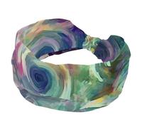 RODAILYCAY Fascia larga da donna, elastica e morbida, assorbe il sudore, fascia per capelli sportiva, ciano astratto che scorre enigmaticamente a vortice, accessorio per capelli alla moda