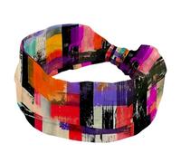 RODAILYCAY Fascia larga elastica per capelli copricapo Twist Head Wrap Turbante Fascia Arte Acquerello Geometria Plaid Accessori per capelli per le donne