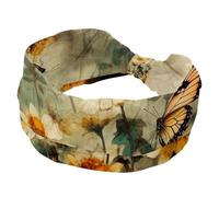 RODAILYCAY Fascia larga elastica per capelli copricapo Twist Head Wrap Turbante Fascia Farfalle che volano intorno ai fiori Accessori per capelli per le donne